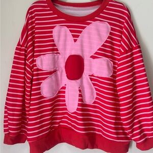 Patchwork Stripe and Daisy Crewneck